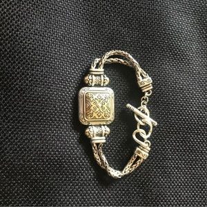 Brighton Square chain link bracelet. Vintage. Retired. Heart imprint & stamped.